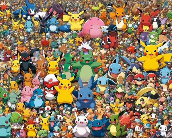Vibrant Pokémon Collage with Iconic Characters