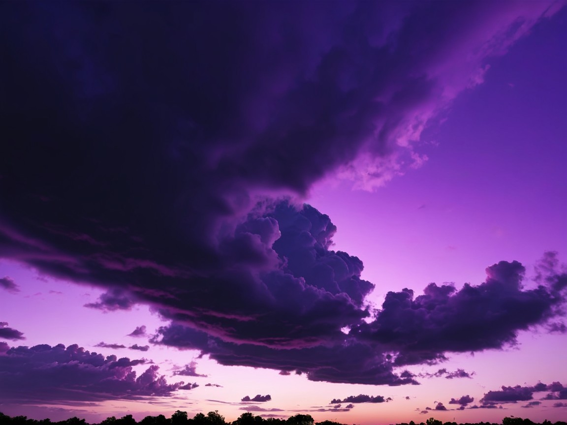 Dramatic Twilight Sky with Purple and Dark Clouds