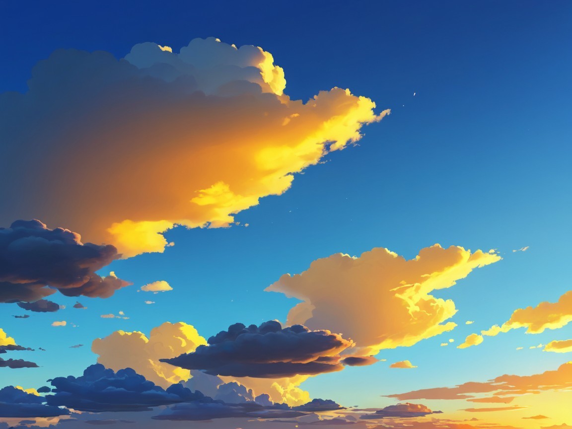 Stunning Sunset Sky with Colorful Clouds and Serenity