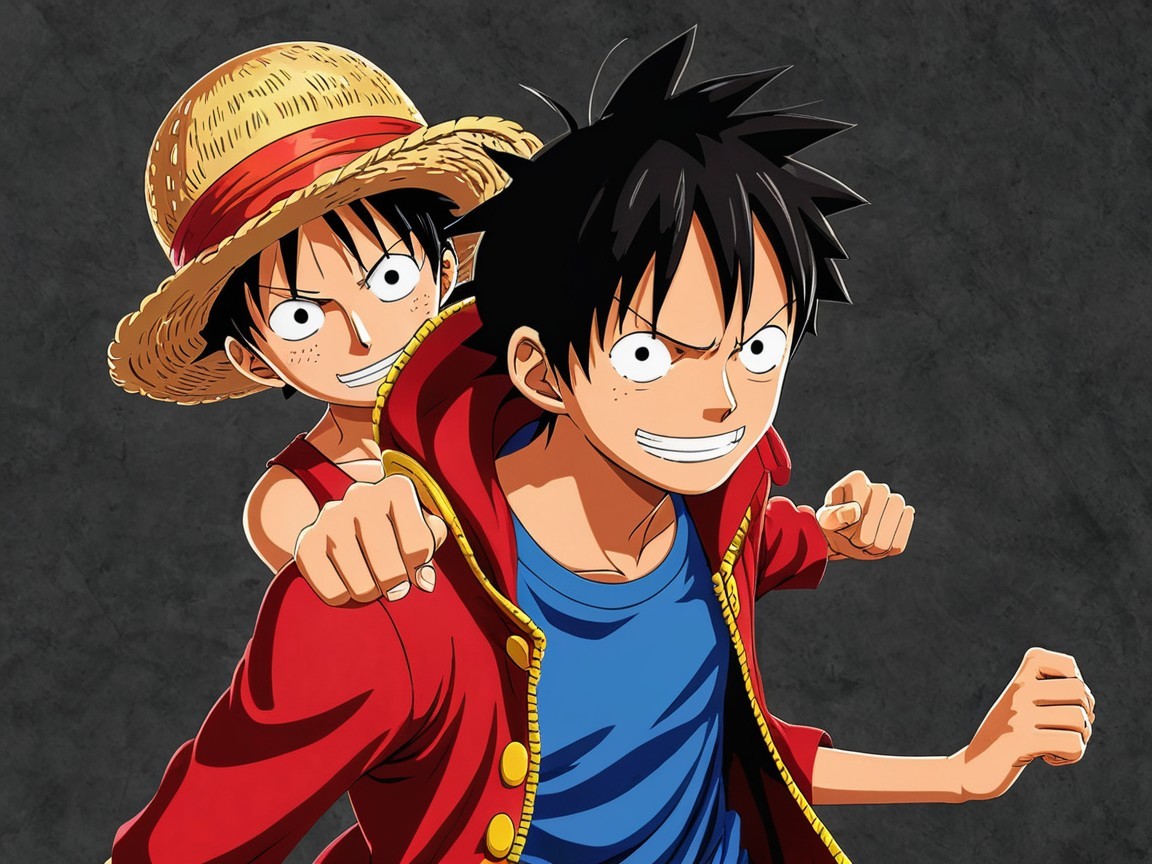 Vibrant illustration of characters with spiky hair and hats