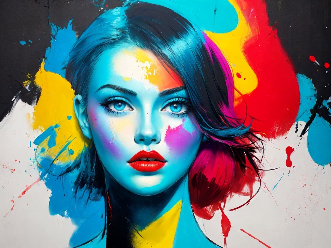 Vibrant Portrait of a Woman with Colorful Details