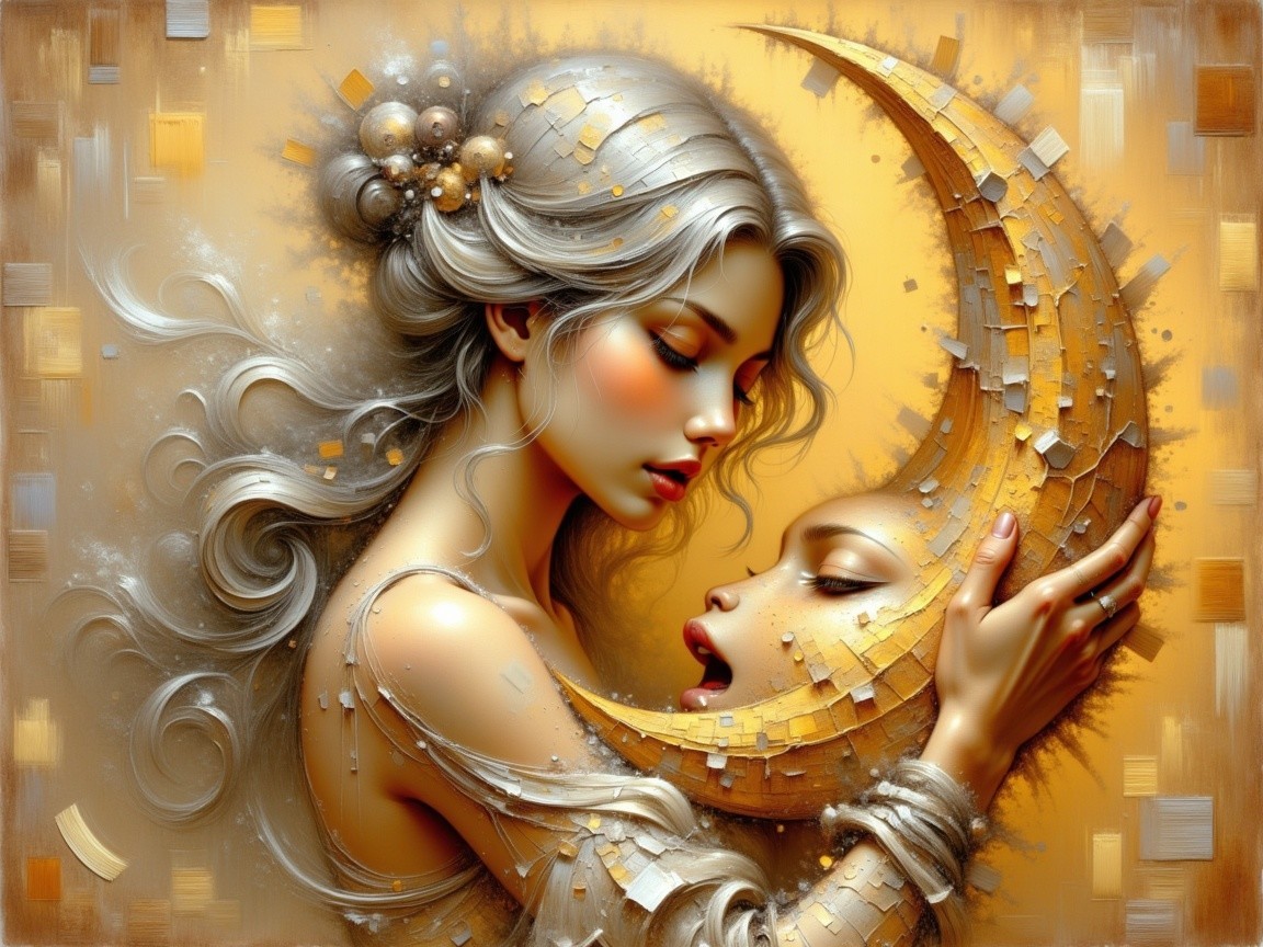 Ethereal Figures Intertwined in Mystical Artwork