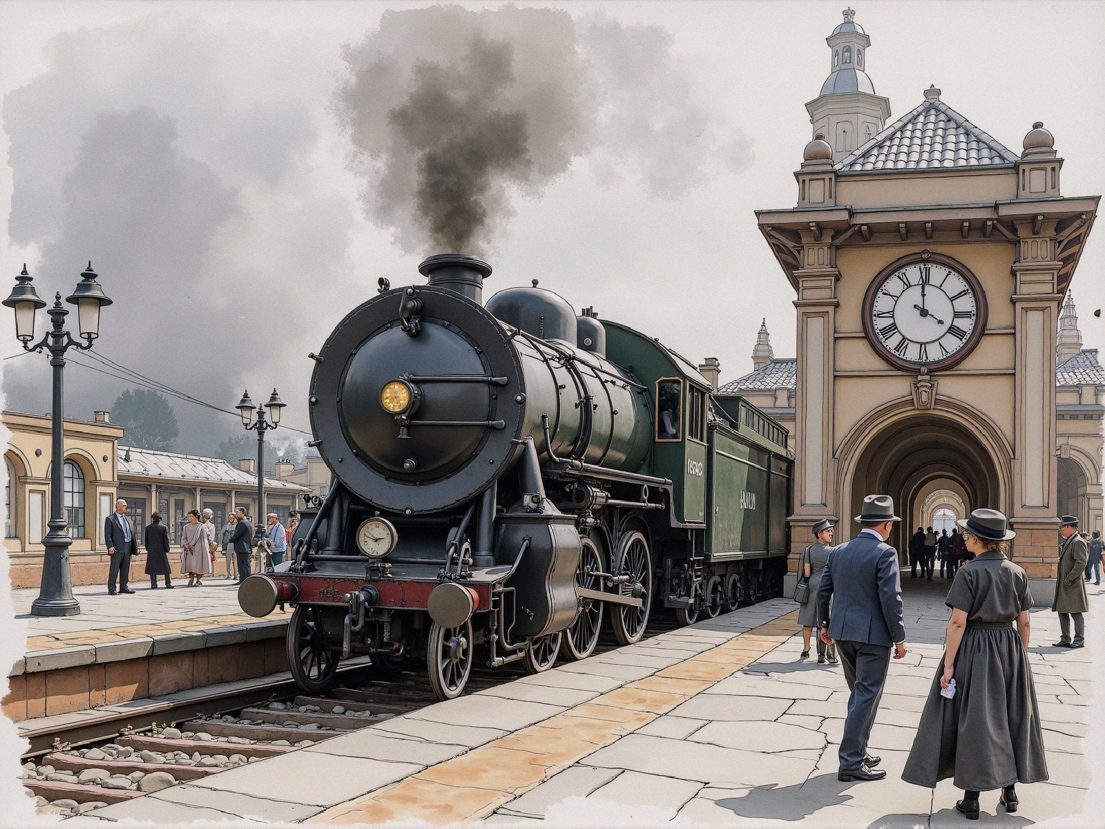 Vintage Steam Locomotive at Historical Train Station