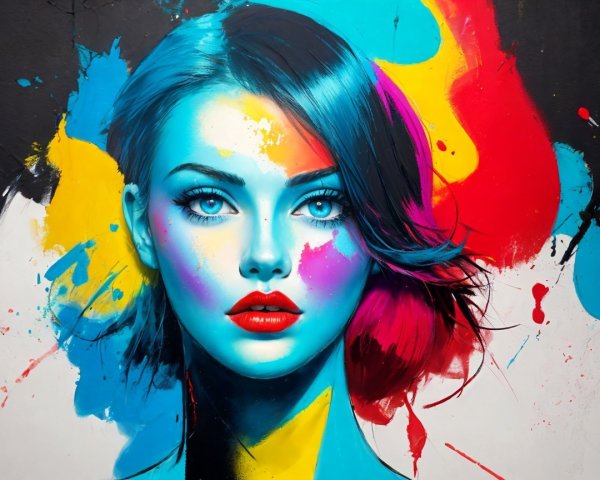 Vibrant Portrait of a Woman with Colorful Details