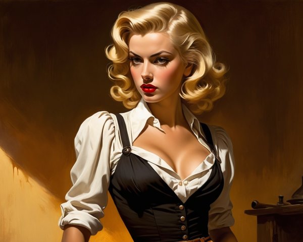 Glamorous Woman in Retro Fashion with Chic Styling