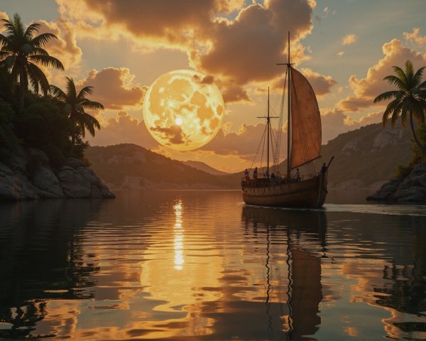 Tranquil Sunset Scene Over a Serene Bay and Hills