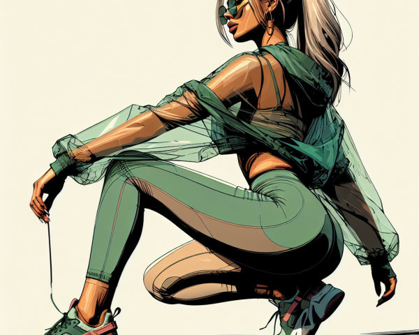 Confident Young Woman in Graphic Novel Style Portrait