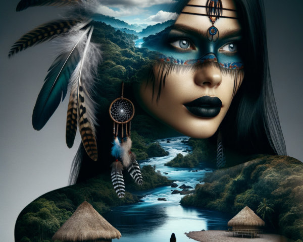 Fantasy Portrait of Tribal Woman in Lush Jungle Setting