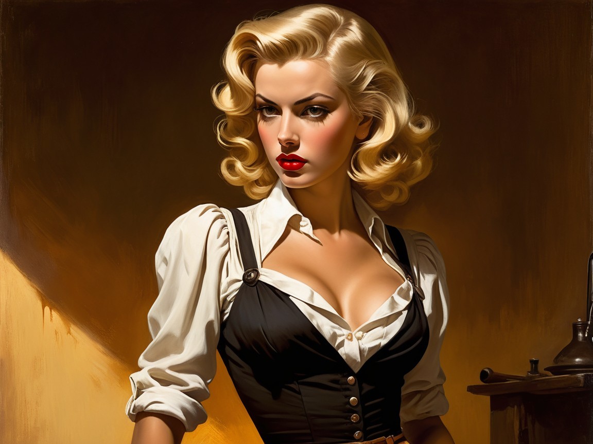 Glamorous Woman in Retro Fashion with Chic Styling