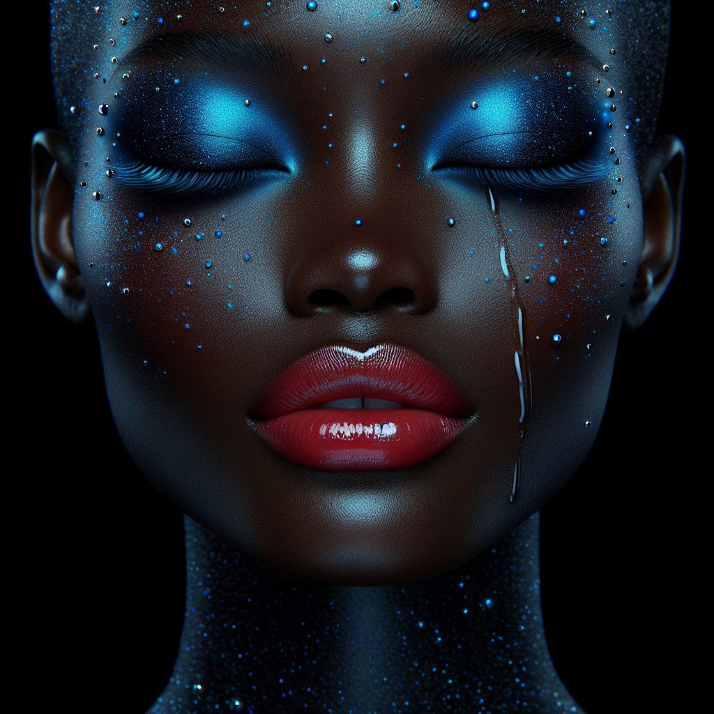 Close-Up Portrait of Model with Dramatic Makeup