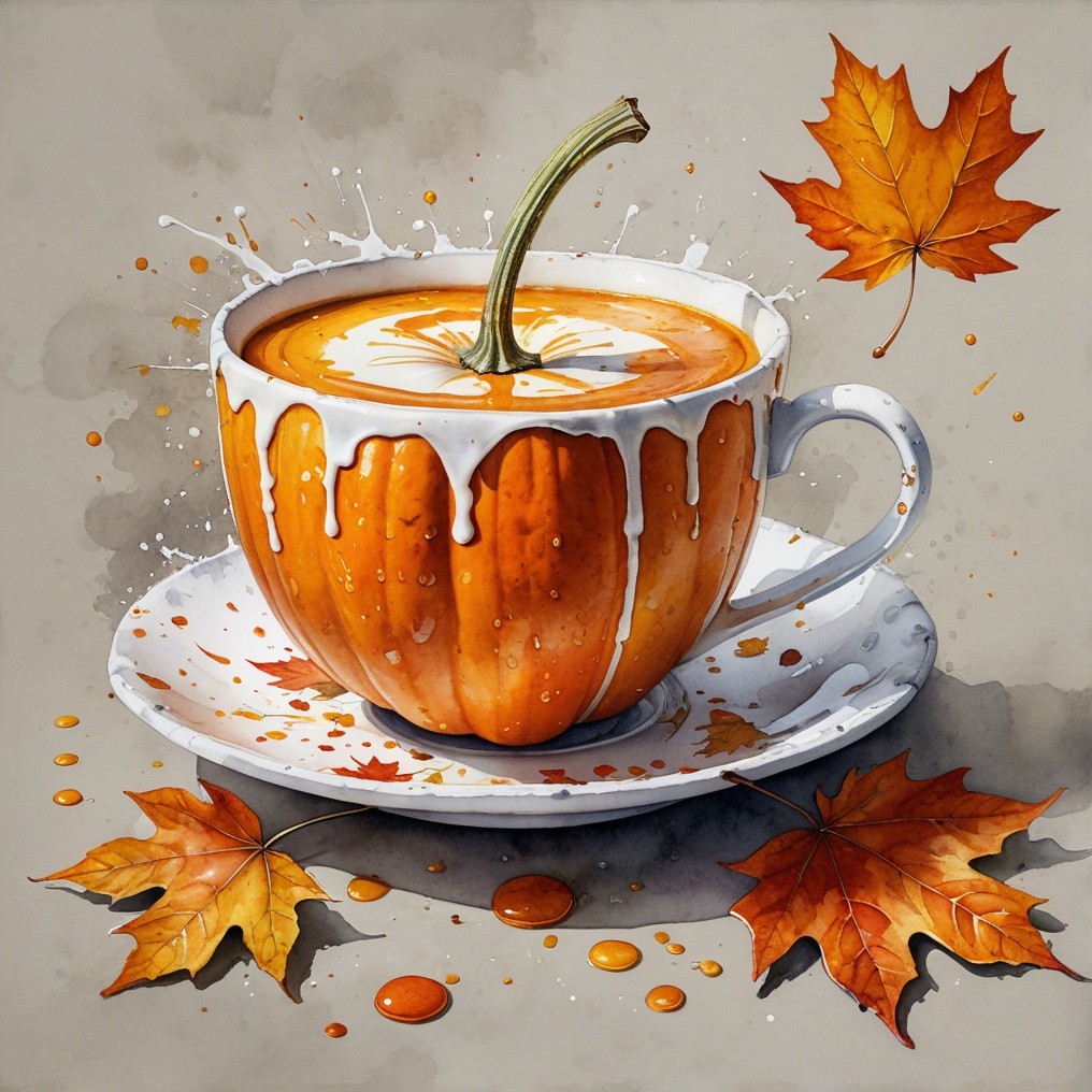 Whimsical Pumpkin-Shaped Cup Filled with Soup