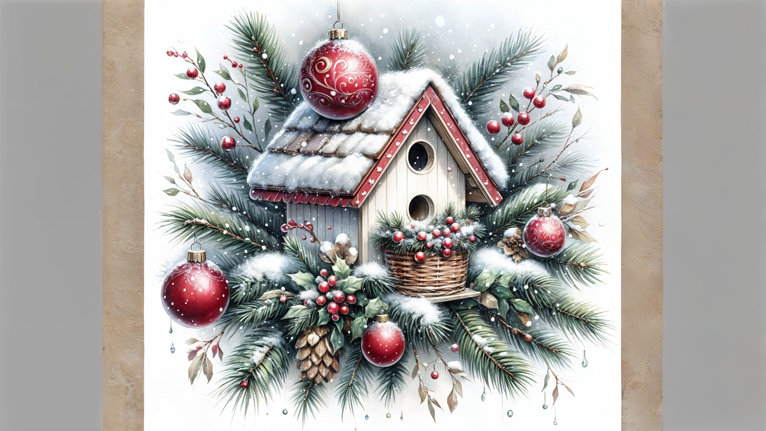 Cozy Birdhouse in a Winter Wonderland Setting