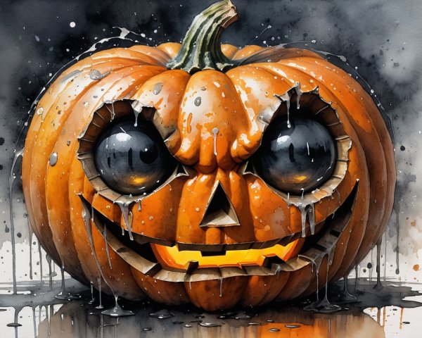 Mischievous Pumpkin with Eerie Features for Halloween