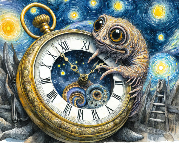 Watercolor Painting of a Grotesque Reptilian Creature