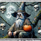 Skeletal Figure in Enchanted Forest with Moonlight