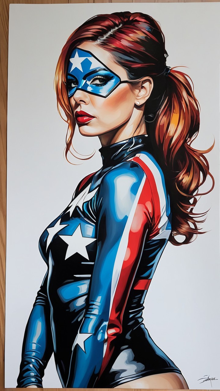 Superhero Costume with Blue, Red, and White Colors