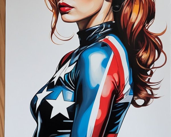 Superhero Costume with Blue, Red, and White Colors