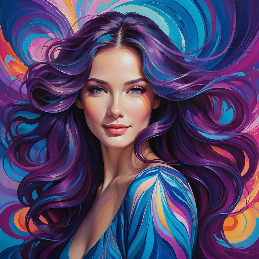 Vibrant Portrait of a Young Woman with Colorful Hair