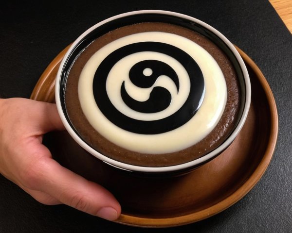 Elegant Dark Dessert with Yin-Yang Design in Bowl