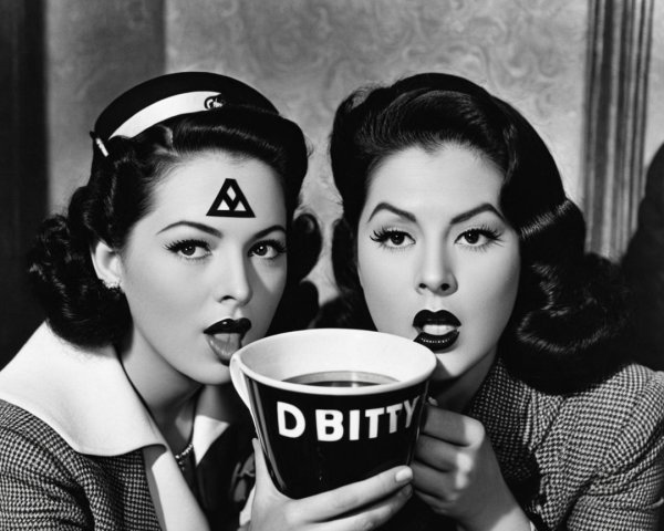 Vintage Black-and-White Photo of Stylish Women