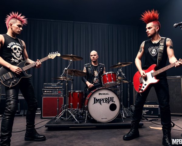 Punk Rock Band with Vibrant Mohawks on Stage