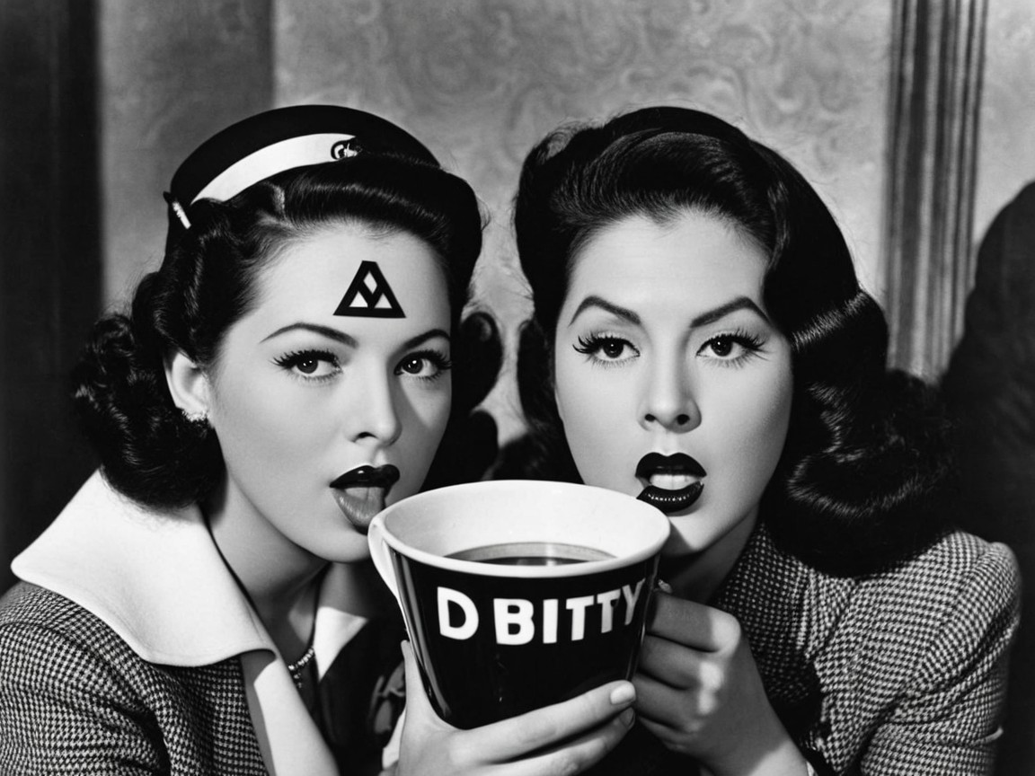 Vintage Black-and-White Photo of Stylish Women