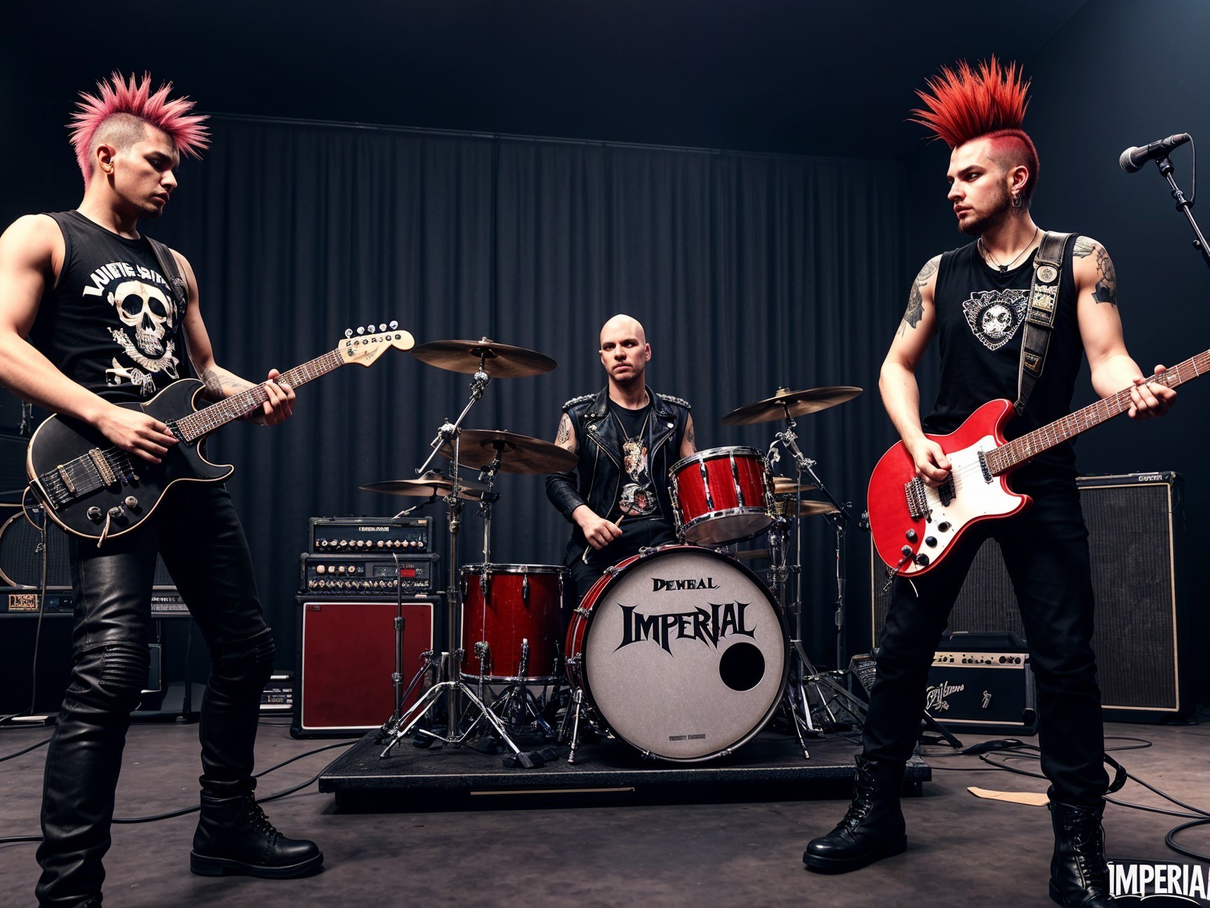 Punk Rock Band with Vibrant Mohawks on Stage