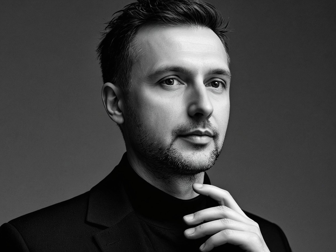 Close-Up Portrait of a Man in Black Turtleneck