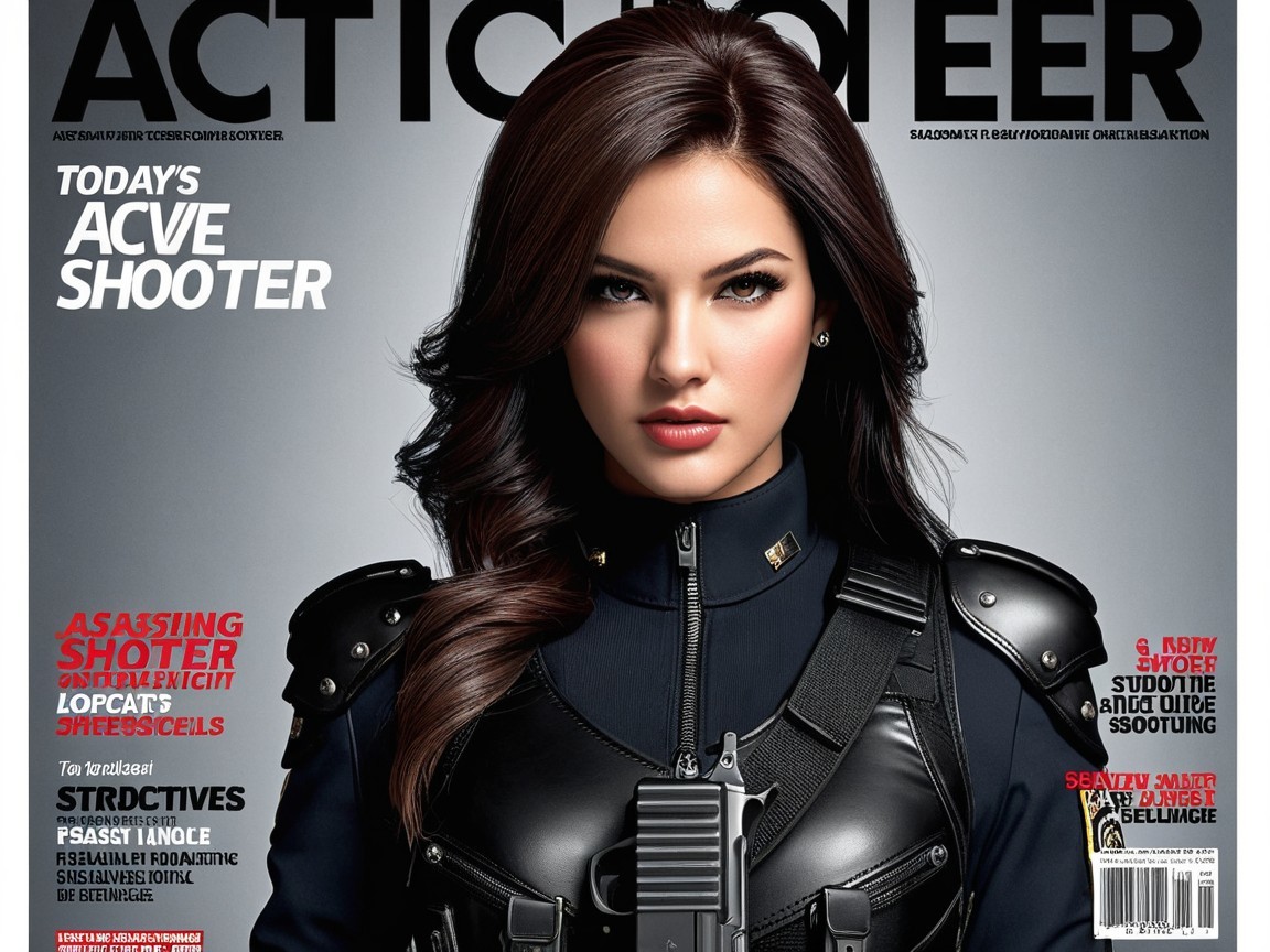 Confident Woman in Tactical Gear on Magazine Cover