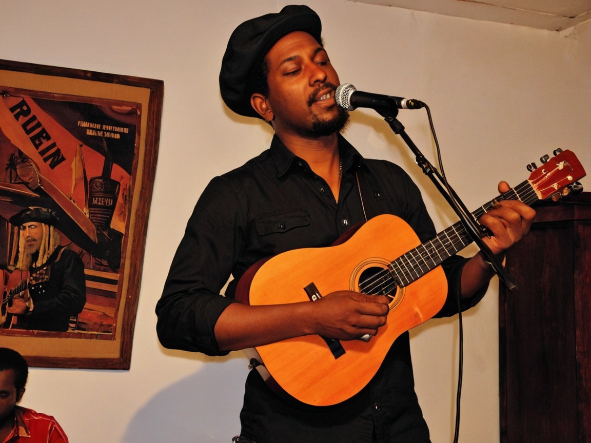Musician with Ukulele Performing in Intimate Setting
