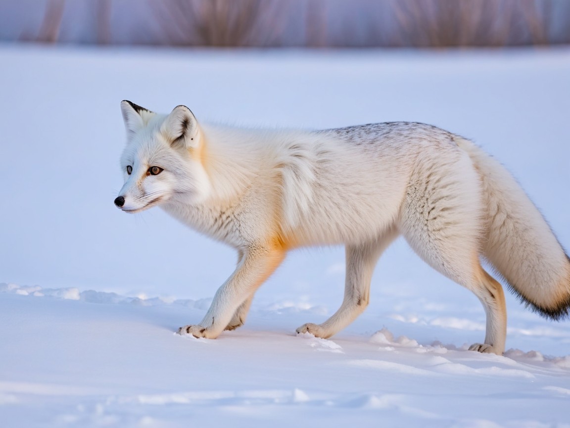 Solitary Arctic Fox in Pristine Snowy Landscape