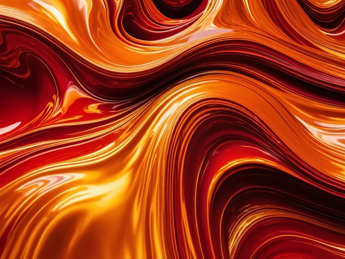 Abstract Composition with Red and Orange Swirling Patterns