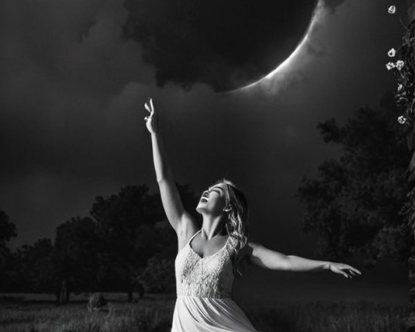 Woman in White Dress Dances Under Dramatic Sky