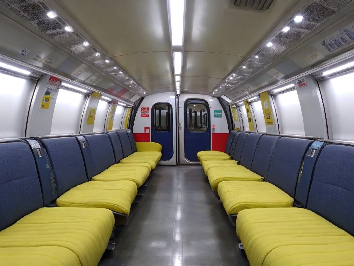 Modern Subway Train Interior with Yellow Seats