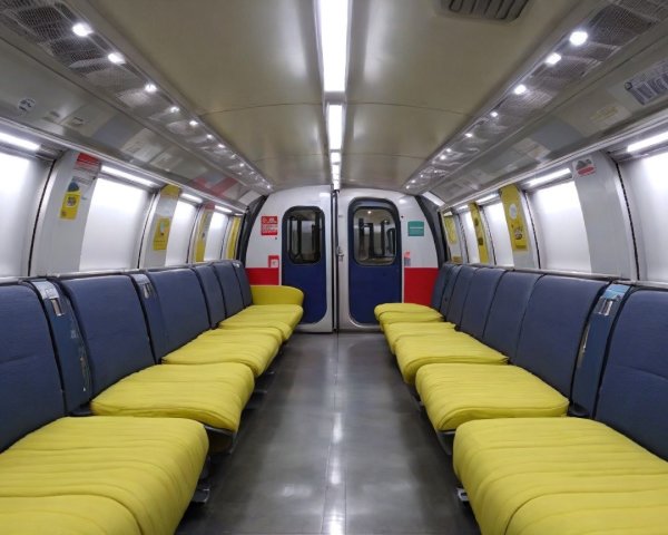 Modern Subway Train Interior with Yellow Seats