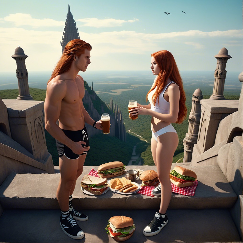 Cliffside Picnic with Scenic Views and Food Spread