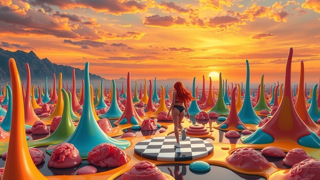 Surreal Landscape with Colorful Candy-Like Formations