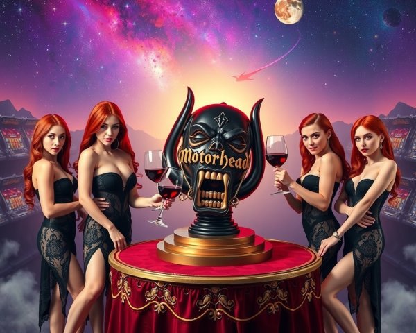 Five Women in Black Dresses with Red Wine and Logo