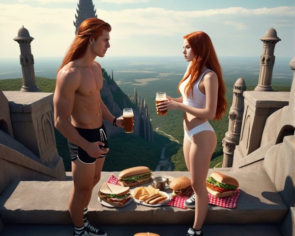 Cliffside Picnic with Scenic Views and Food Spread