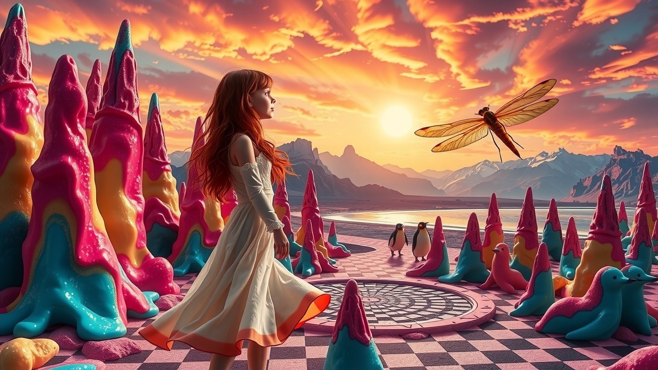 Surreal Landscape with Colorful Psychedelic Formations