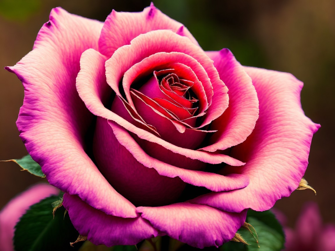 Pink Rose in Full Bloom with Lavender Edges