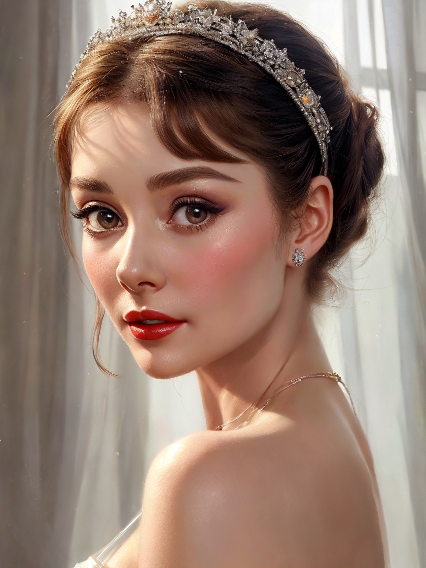 Young woman with tiara and soft daylight glow