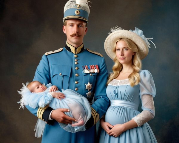 Regal Family Portrait in Historical Formal Attire