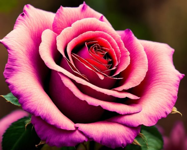 Pink Rose in Full Bloom with Lavender Edges