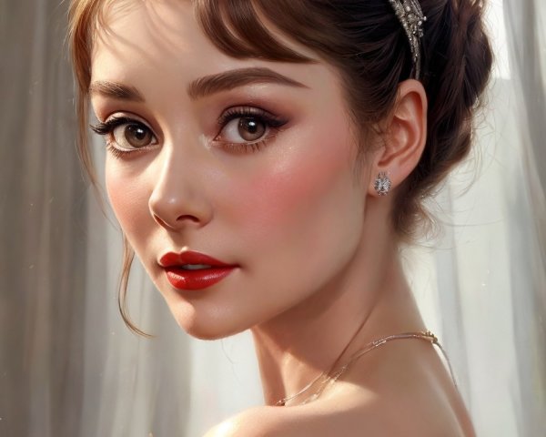 Young woman with tiara and soft daylight glow