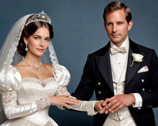 Romantic Portrait of Bride and Groom in Elegant Attire