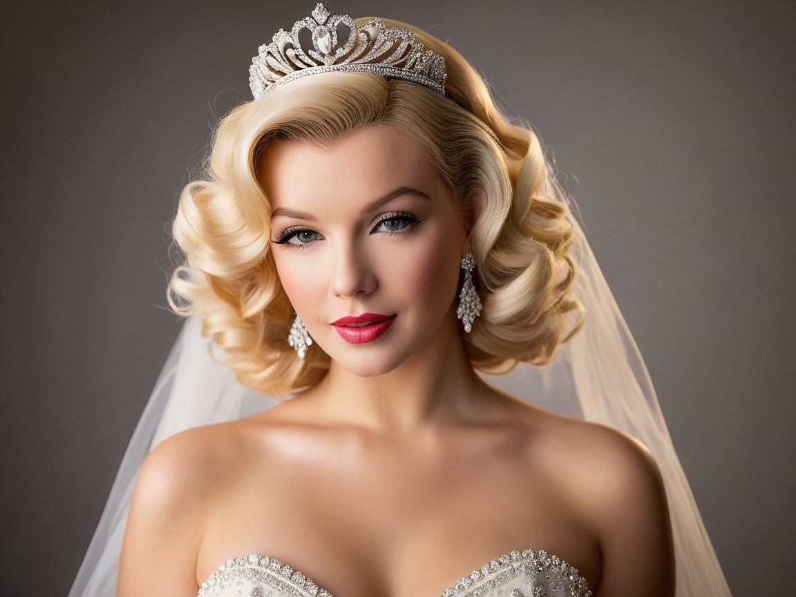 Elegant Bride with Vintage Curls and Tiara
