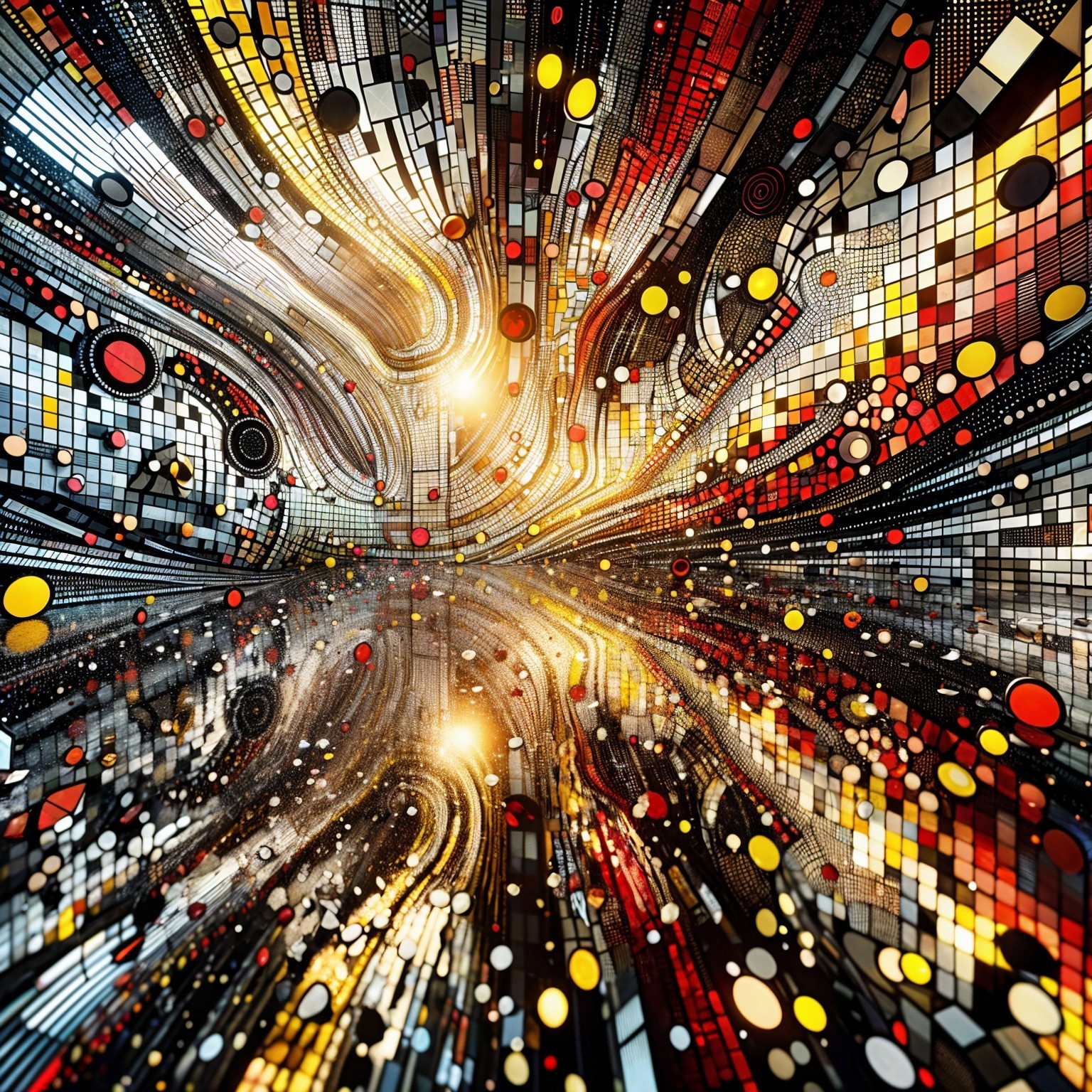Vibrant Abstract Composition with Geometric Patterns