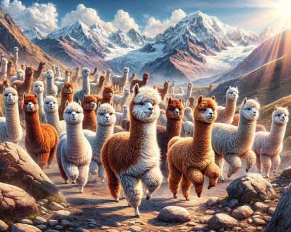 Llamas and Alpacas in a Scenic Mountain Landscape