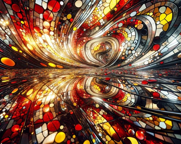 Vivid Abstract Swirl with Stained Glass Patterns